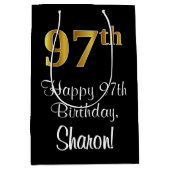 Luxuriös, elegant, Imitate Gold Look 97. Geburtsta Mittlere Geschenktüte (Vorderseite)