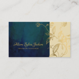 Luxuriös elegantes Navy-Gold-Innendesigner Visitenkarte