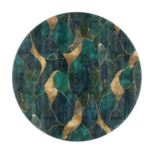 Luxuriös geometrisch Abstrakter Rundpouf Schneidebrett (Vorderseite)