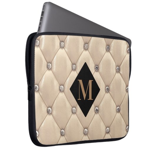 luxuriös getuftes Goldmonogramm Laptopschutzhülle (Vorne Rechts)