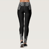 Luxuriös italienisches Spitzenmuster Weiß auf schw Leggings (Rückseite)