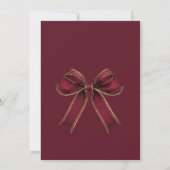 Luxuriös kariert Burgunder Schleife Winterhochzeit Einladung (Rückseite)