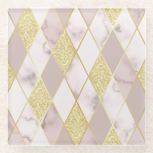 Luxuriös Marble Golden Geometric Glasuntersetzer (Vorderseite)