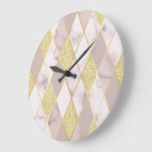 Luxuriös Marble Golden Geometric Große Wanduhr (Winkel)