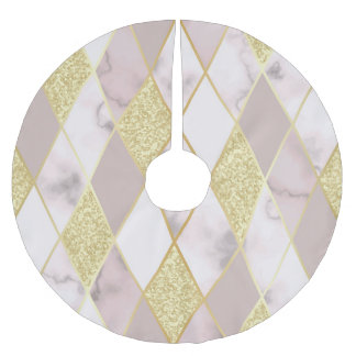 Luxuriös Marble Golden Geometric Polyester Weihnachtsbaumdecke