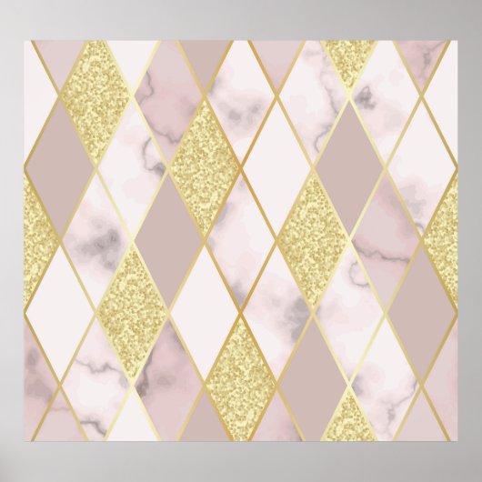 Luxuriös Marble Golden Geometric Poster (Vorne)
