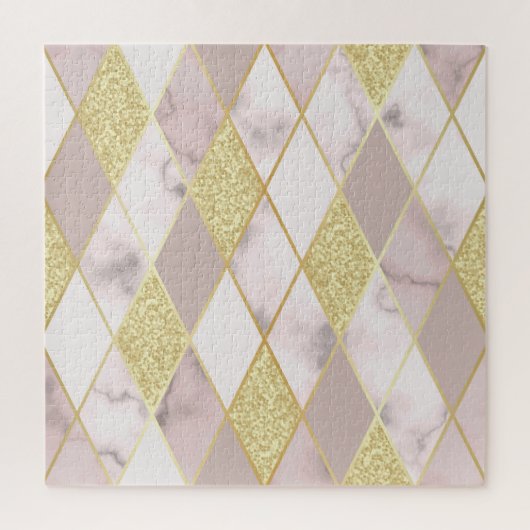 Luxuriös Marble Golden Geometric Puzzle (Vertikal)