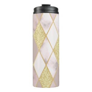 Luxuriös Marble Golden Geometric Thermosbecher