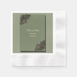 Luxuriös Modernes Sage Green & Gold Klassik Metall Serviette