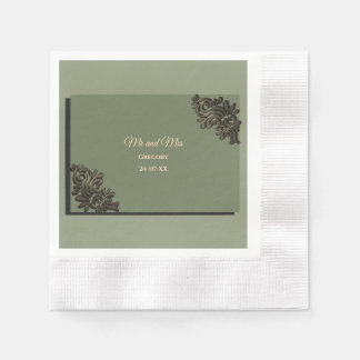 Luxuriös Modernes Sage Green & Gold Klassik metall Serviette
