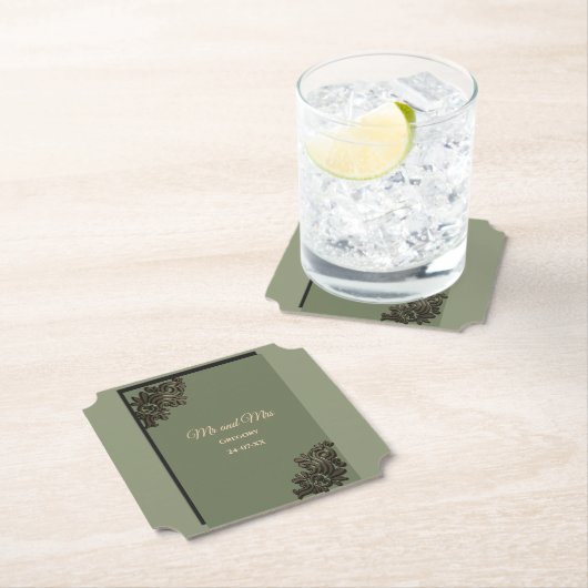 Luxuriös Modernes Sage Green & Gold Metall Untersetzer (Vor Ort)