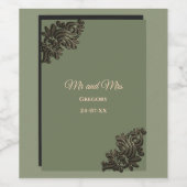 Luxuriös Modernes Sage Green & Gold Metall Weinetikett (Einzelnes Label)