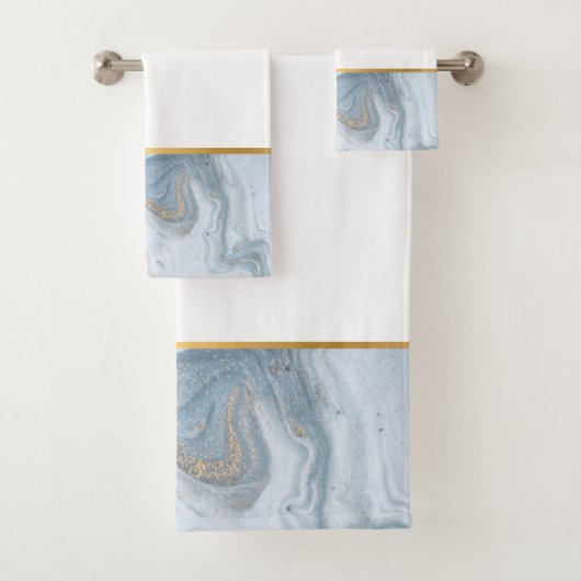 LUXURIÖS PEARL BLUE MARBLE DESIGEL TOWEL SET (Insitu)