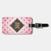 luxuriös rosa getuftes Monogramm personalisieren Gepäckanhänger (Vorderseite horizontal)