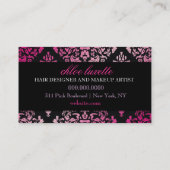 Luxuriös rosa Monogramm des Damast-311 Visitenkarte (Rückseite)