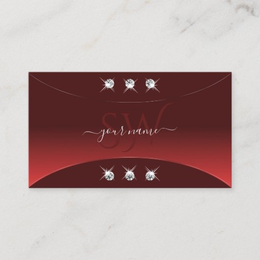 Luxuriös rot mit silberfarbenen Diamanten und Mono Visitenkarte (Vorderseite)