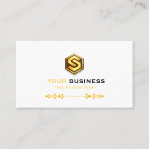 Luxuriös Schwarz und Gold Elegant mit Logo Visitenkarte