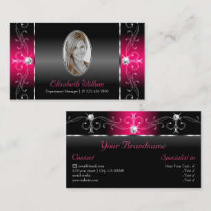 Luxuriös schwarze rosa gewellte Juwelen mit Foto Visitenkarte