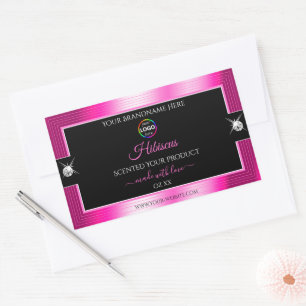 Luxuriös schwarzes glänzendes rosa mit Logo Produk Rechteckiger Aufkleber