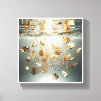 Luxuriös schwimmende goldene Blätter - Ätherische Leinwanddruck