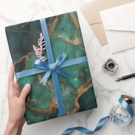 Luxuriös Smaragd-Gold-Marmor Grün Abstraktes Muste Geschenkpapier