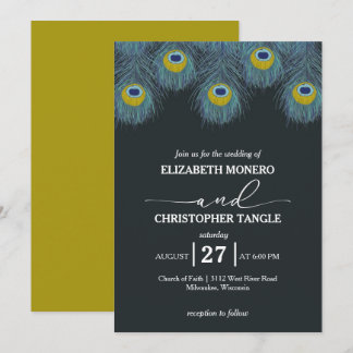 Luxuriös und elegant | Peacock Feather Wedding Einladung