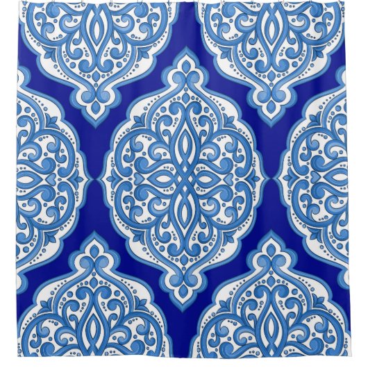 Luxuriös weiß-blau, türkisch dekoriert. duschvorhang (Vorderseite)