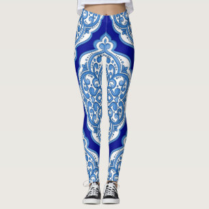 Luxuriös weiß-blau, türkisch dekoriert. leggings