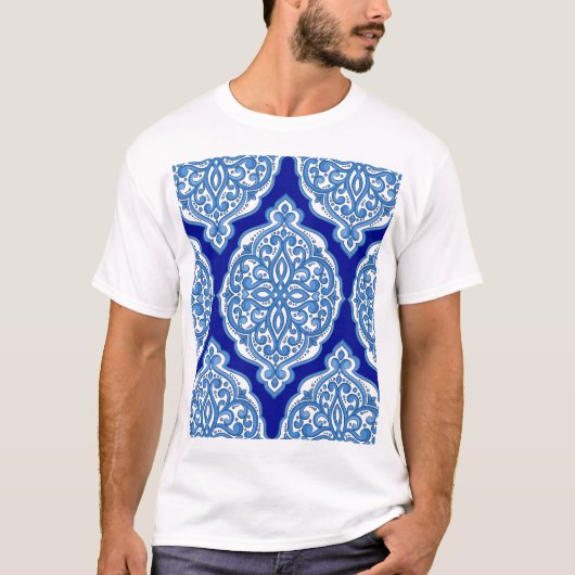 Luxuriös weiß-blau, türkisch dekoriert. T-Shirt (Vorderseite)