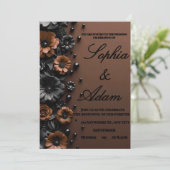 Luxuriöse 3D-Blumen-Hochzeitseinladung in Bronze u Dankeskarte (Stehend Vorderseite)