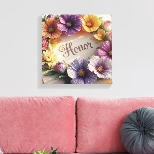 Luxuriöse 3D-Grußkarte mit Blumendesign Leinwanddruck (Insitu (Wohnzimmer))