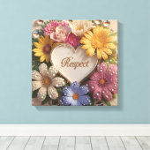 Luxuriöse 3D-Grußkarte mit Blumendesign Leinwanddruck (Insitu (Holzboden))