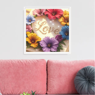 Luxuriöse 3D-Grußkarte mit Blumendesign Leinwanddruck