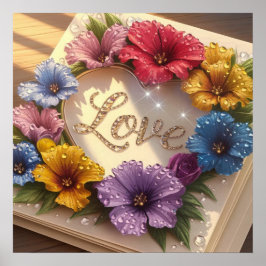 Luxuriöse 3D-Grußkarte mit Blumendesign Poster