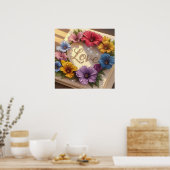 Luxuriöse 3D-Grußkarte mit Blumendesign Poster (Küche)