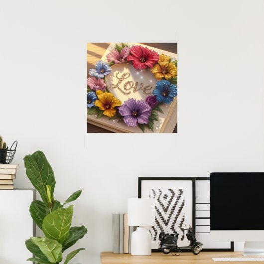 Luxuriöse 3D-Grußkarte mit Blumendesign Poster (Heimbüro)