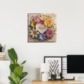 Luxuriöse 3D-Grußkarte mit Blumendesign Poster (Heimbüro)