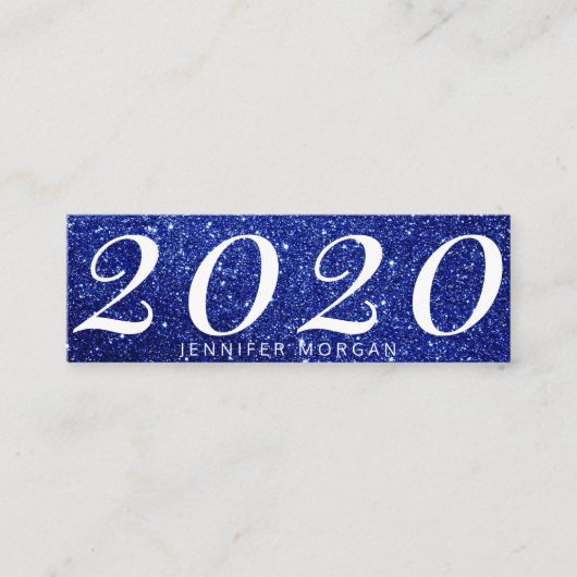 Luxuriöse Abschluss Blue Glitzer Name Card Mini Visitenkarte (Vorderseite)