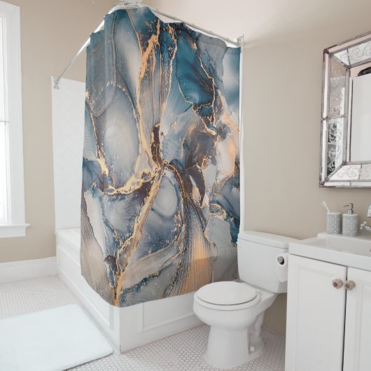 Luxuriöse abstrakte Flüssigkunstmalerei in Alkohol Duschvorhang (Beispiel)