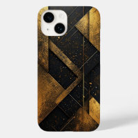 Luxuriöse Abstrakte Geometrie aus Schwarz und Gold