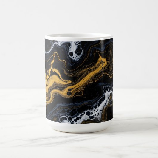 Luxuriöse Abstrakte Kaffeebeutel - Schwarz, Gold u Kaffeetasse (Mittel)