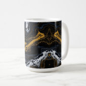 Luxuriöse Abstrakte Kaffeebeutel - Schwarz, Gold u Kaffeetasse (VorderseiteRechts)