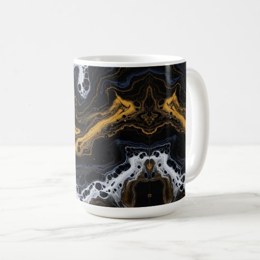 Luxuriöse Abstrakte Kaffeebeutel - Schwarz, Gold u Kaffeetasse (VorderseiteRechts)