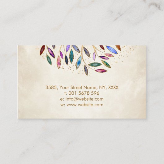 Luxuriöse Abstrakte Tree farbenfrohe Geode Blätter Visitenkarte (Rückseite)