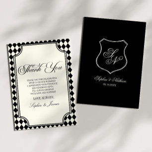 Luxuriöse alte schwarze Elfenbein-Hochzeit im Vint Dankeskarte