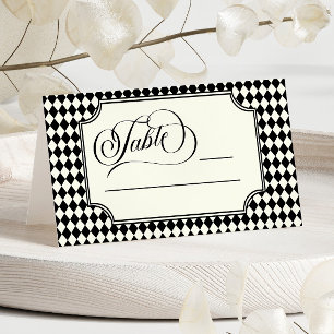 Luxuriöse alte schwarze Elfenbein-Hochzeit im Vint Platzkarte