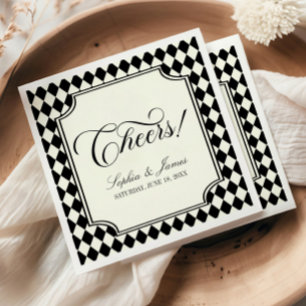 Luxuriöse alte schwarze Elfenbein-Hochzeit im Vint Serviette
