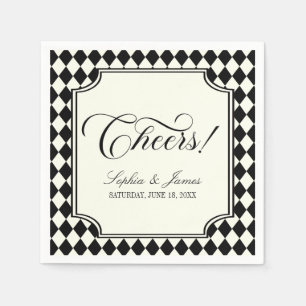 Luxuriöse alte schwarze Elfenbein-Hochzeit im Vint Serviette