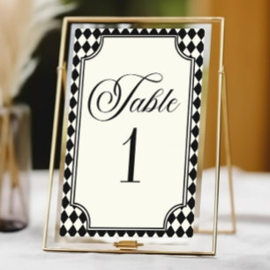 Luxuriöse alte schwarze Elfenbein-Vintage-Hochzeit Tischnummer