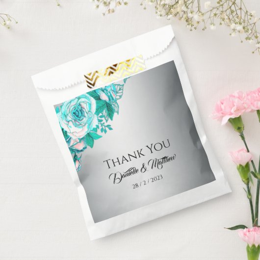 Luxuriöse Aqua-Rose auf Silberelegante Geschenktütchen (Versiegelt)